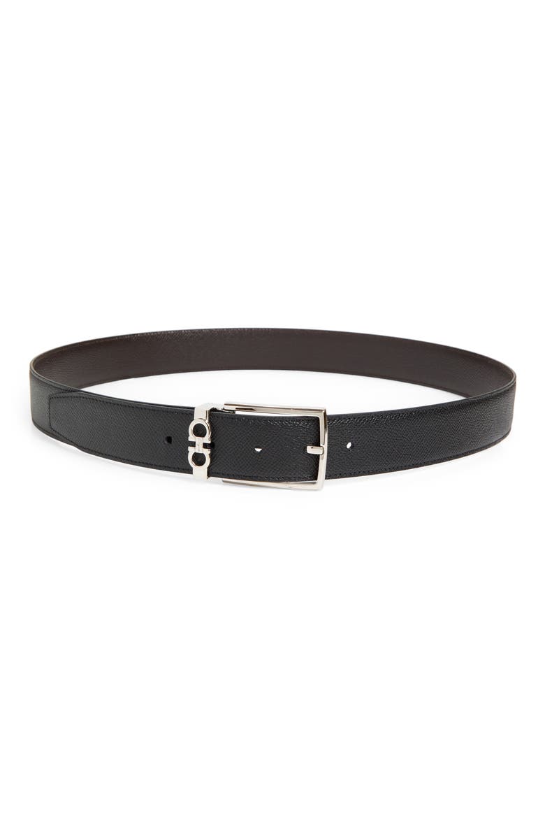 Reversible Leather Belt, Main, color, NERO