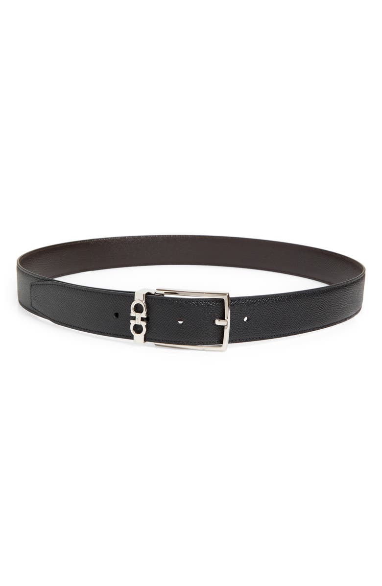 FERRAGAMO Reversible Leather Belt, Main, color, Nero