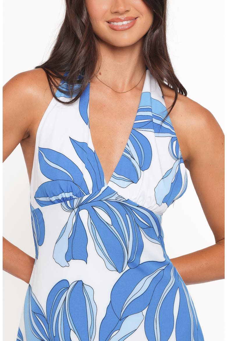 Minyama Halter Minidress, Alternate, color, BLUE PALM