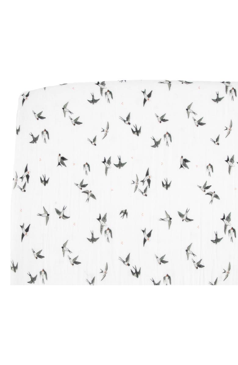 little unicorn Organic Cotton Muslin Crib Sheet, Alternate, color, Swallows
