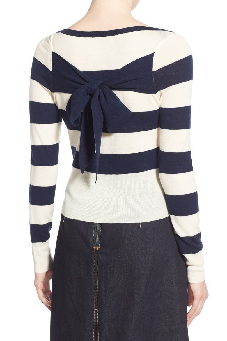 Olivia Palermo + Chelsea28 Stripe Wool & Cashmere Pullover, Alternate, color, IVORY- NAVY MARGO STRIPE