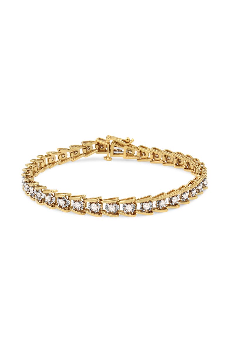 Haus of Brilliance 14K Yellow Gold Plated Silver 2.00 Cttw Miracle Set Diamond Wave Link Bracelet, Alternate, color, Yellow