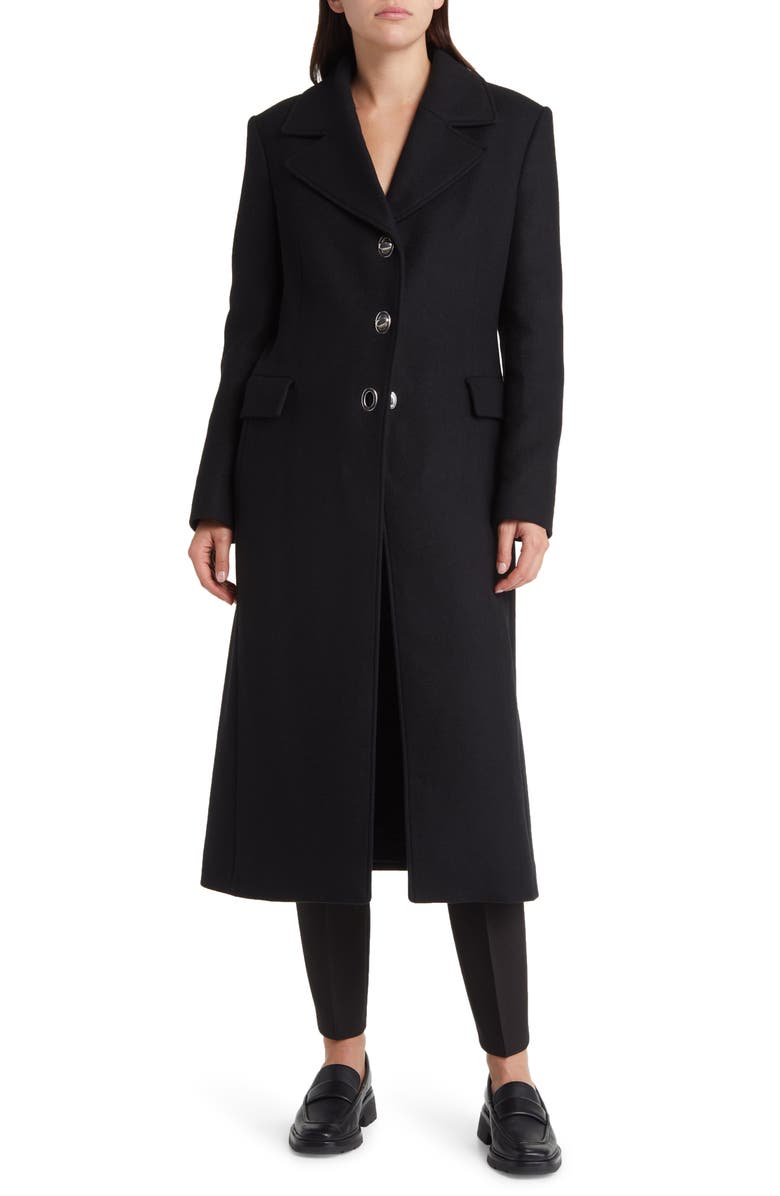 BOSS Clafa Wool Blend Longline Coat, Main, color, Blk
