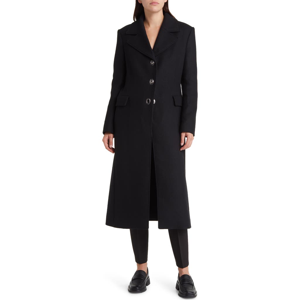 Hugo Boss Boss Clafa Wool Blend Longline Coat In Black