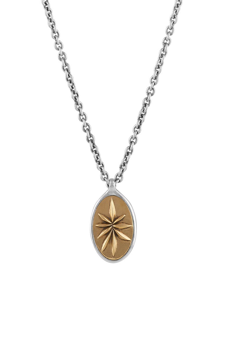 Men's Artisan Sterling Silver & Brass Pendant Necklace, Main, color, MIX