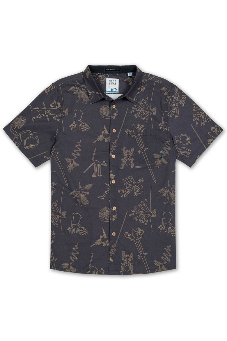 Nazca Lines Dark Chocolate - 7-Seas Button Up, Main, color, Chocolate