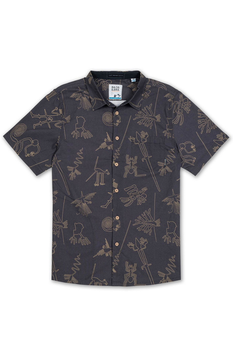Baja Llama Nazca Lines Dark Chocolate - 7-Seas Button Up, Main, color, Chocolate