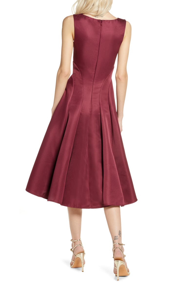 Bracken Satin Fit & Flare Cocktail Dress, Alternate, color, BURGUNDY