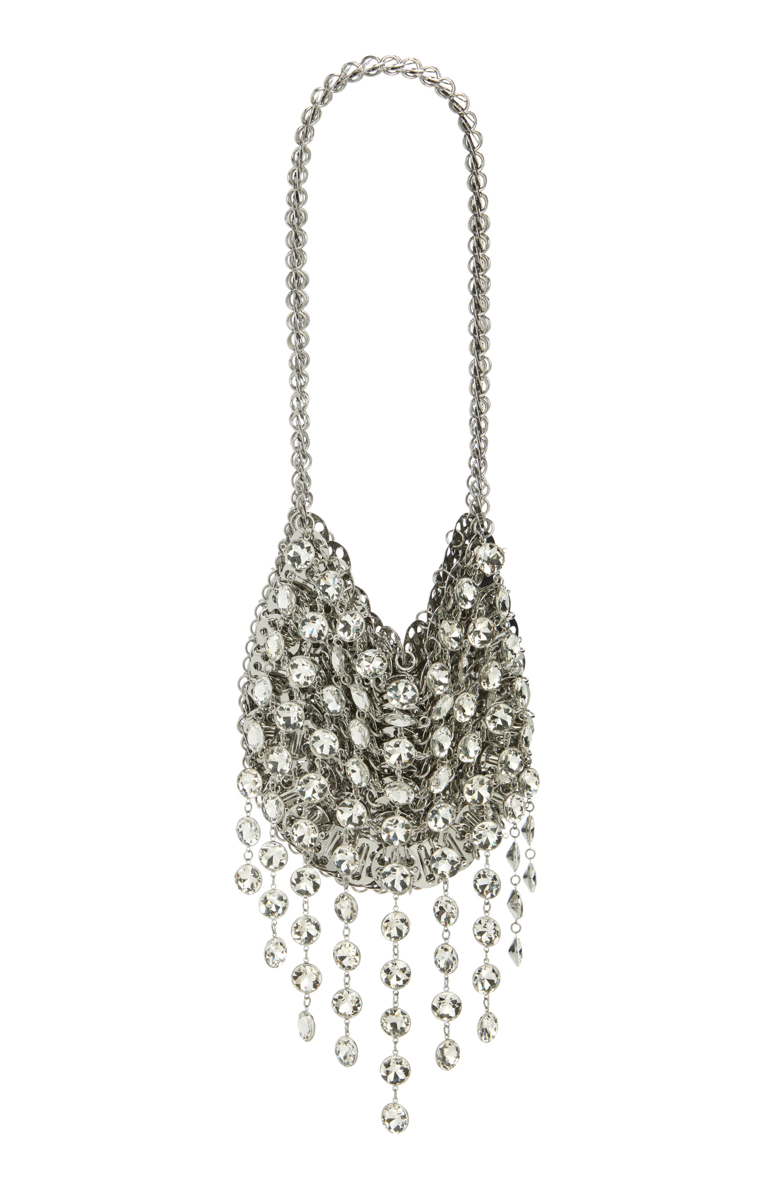 Rabanne Sac à Main Crystal Shoulder Bag, Main, color, Silver