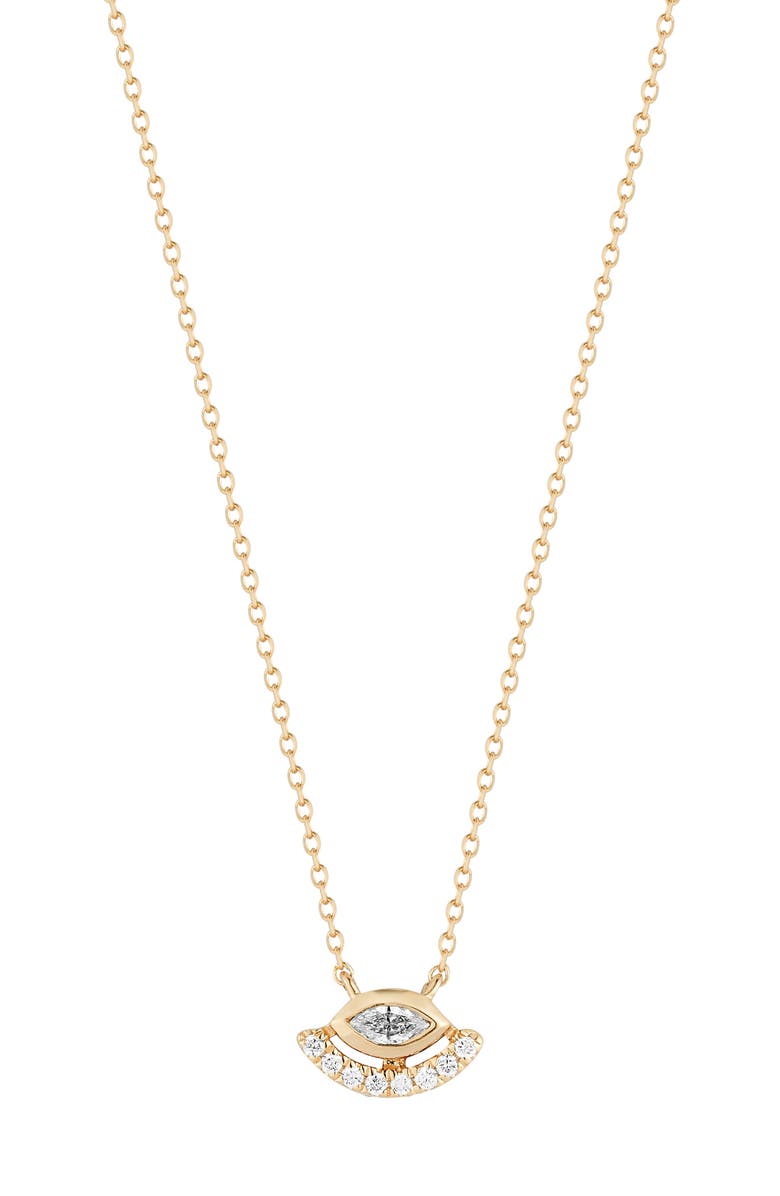 Dana Rebecca Designs Alexa Jordyn Diamond Evil Eye Pendant Necklace, Main, color, Yellow Gold