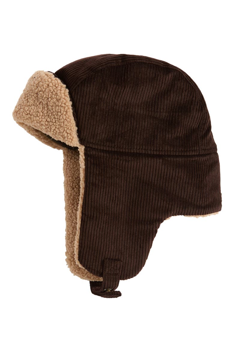 Westdale Corduroy Trapper Hat, Alternate, color, BROWN