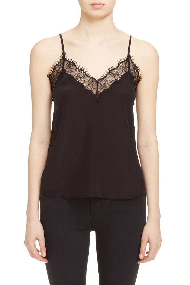Silk & Lace Camisole, Main, color, BLACK