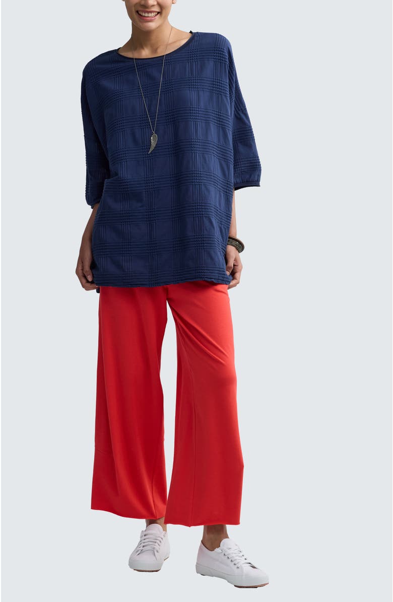 LUUKAA Aurea Mixed-texture Tunic, Alternate, color, Navy