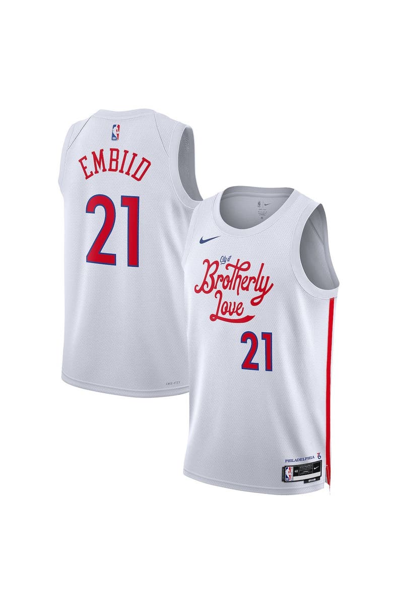 Nike Unisex Nike Joel Embiid White Philadelphia 76ers 2022/23 Swingman Jersey - City Edition, Alternate, color, 