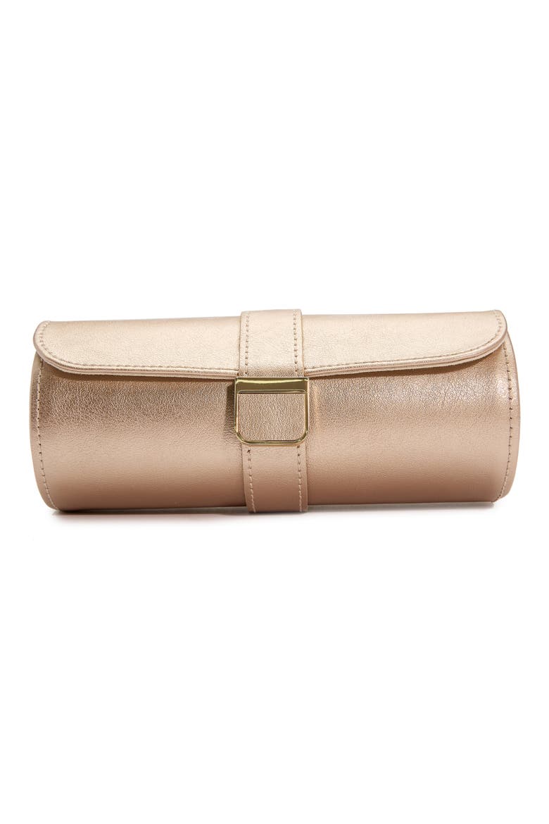 Palermo Double Watch Roll + Jewelry Pouch, Main, color, ROSE GOLD