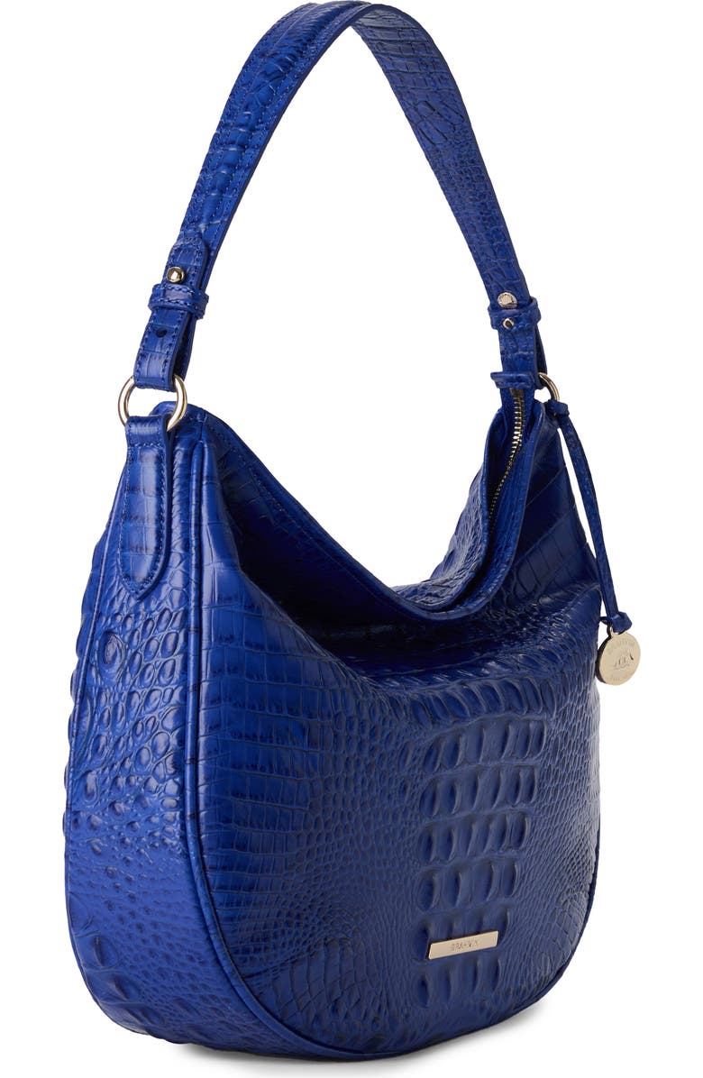 Brahmin Small Kathleen Croc Embossed Leather Shoulder Bag, Alternate, color, Blue Alden Road