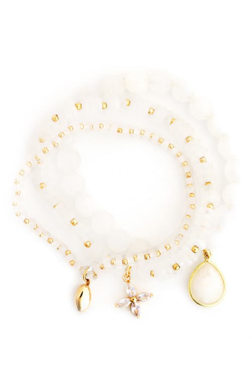 Panacea Quartz Stone Charm Stretch Bracelet In White