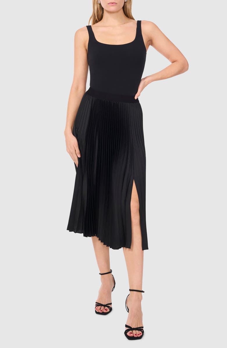 Halogen<sup>®</sup> Pleated Slit Hem Midi Skirt, Alternate, color,