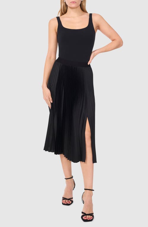 Halogenr Halogen(r) Pleated Slit Hem Midi Skirt In Rich Black