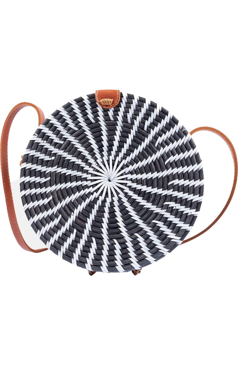 Jelavu Ata Bali Rattan Canteen Crossbody Bag, Alternate, color, Black/ White