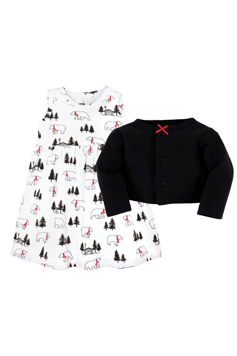 Quilted Cardigan and Dress, Alternate, color, Winter Bear