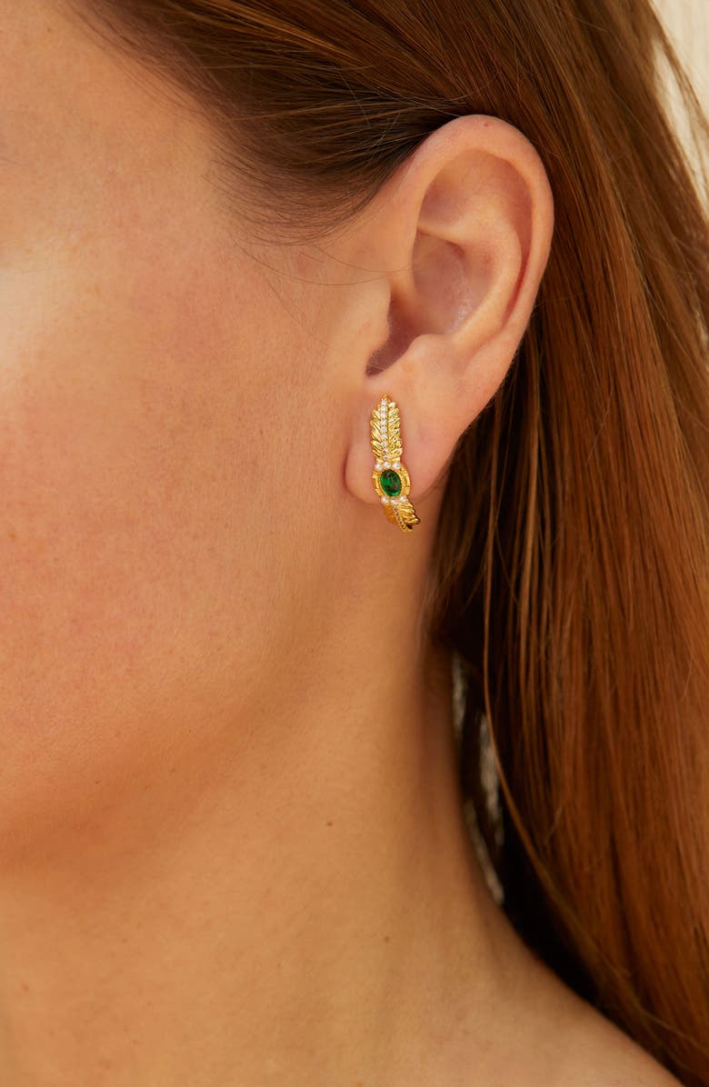 SAVVY CIE JEWELS Anthesus Imitation Pearl Linear Earrings, Alternate, color, 