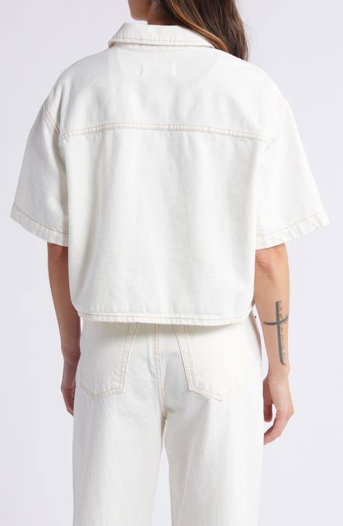 SLVRLAKE SLVRLAKE CARA SHORT SLEEVE DENIM CROP BUTTON-UP SHIRT 