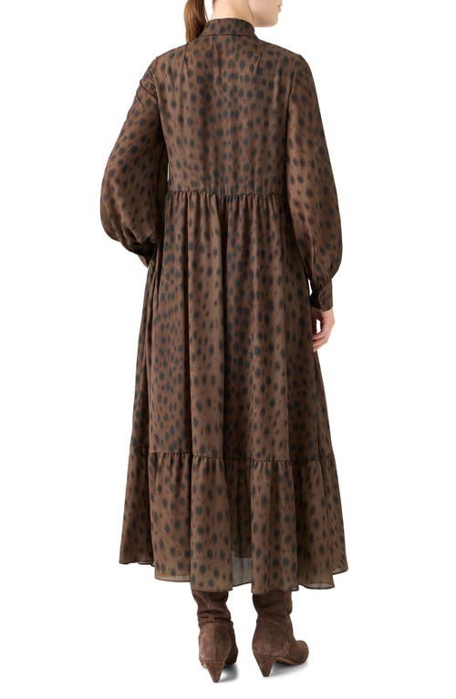 Akris Punto Leopard-print Viscose Georgette Midi Shirtdress In Brown