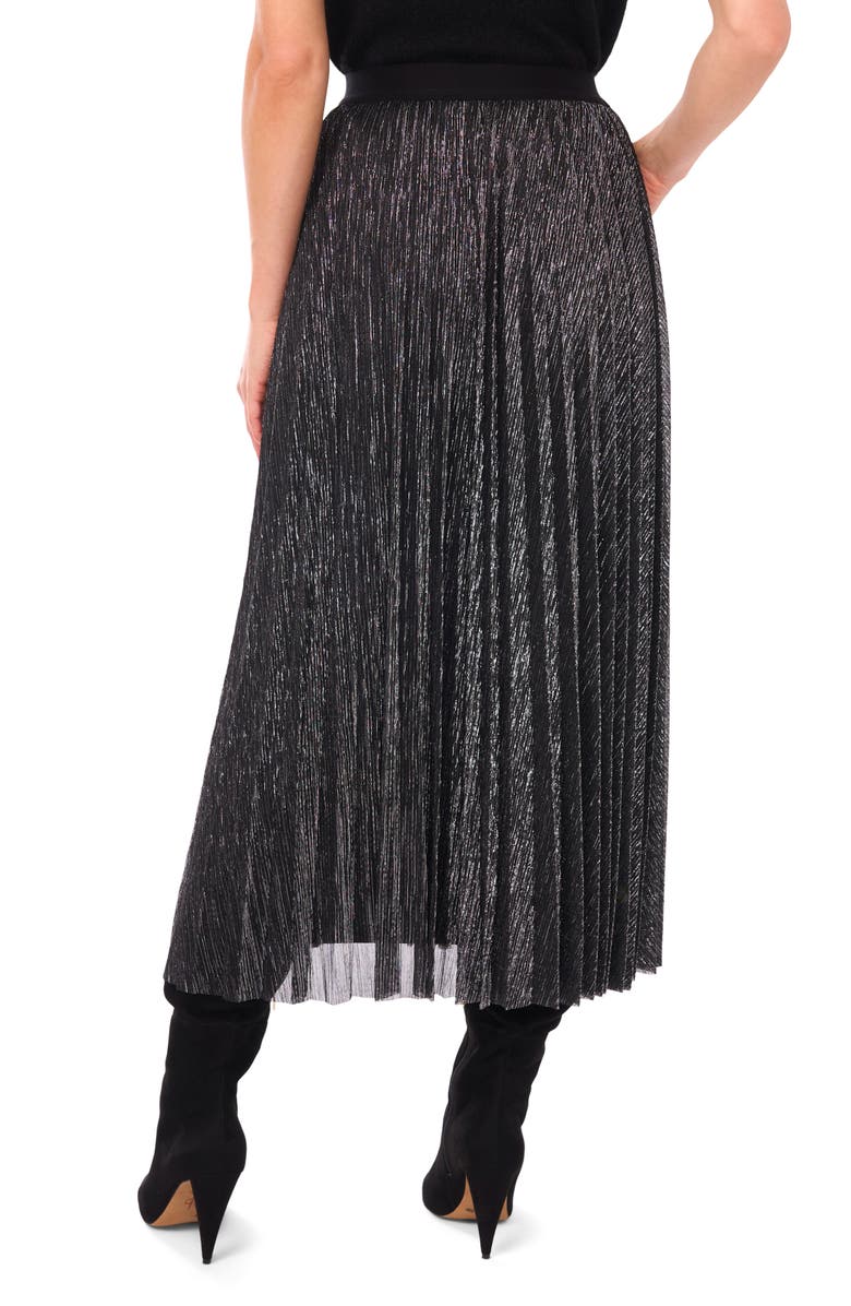 Halogen<sup>®</sup> Metallic Pleated Skirt, Alternate, color, Black/ Silver