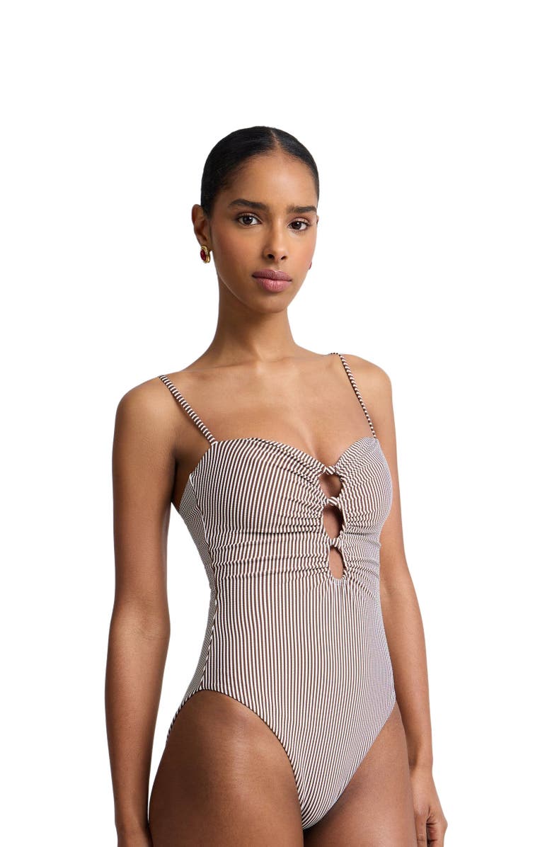 Onia Colette One-Piece, Alternate, color, Brown/White