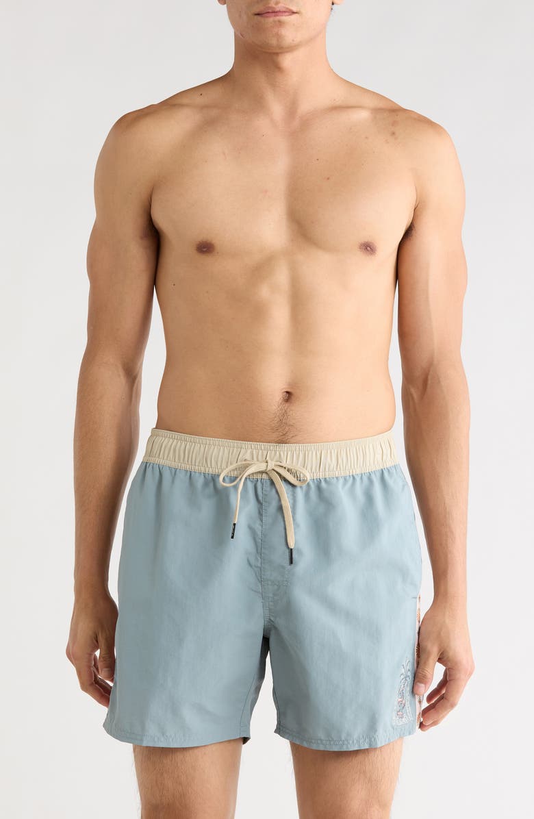 RVCA Charm Drawstring Swim Trunks, Main, color, Lead