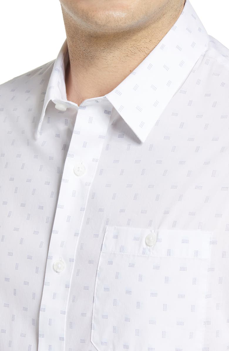 TravisMathew Perspective Slim Fit Short Sleeve Button-Up Shirt, Alternate, color, White