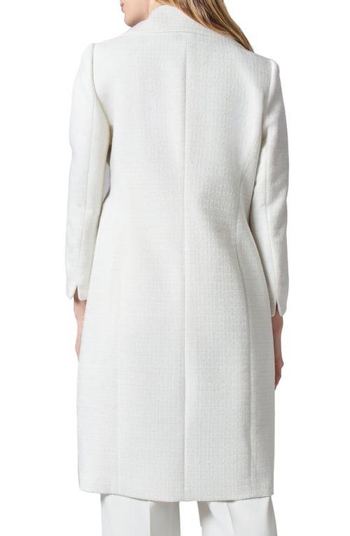 Kasper Longline Tweed Coat In Lily White Multi