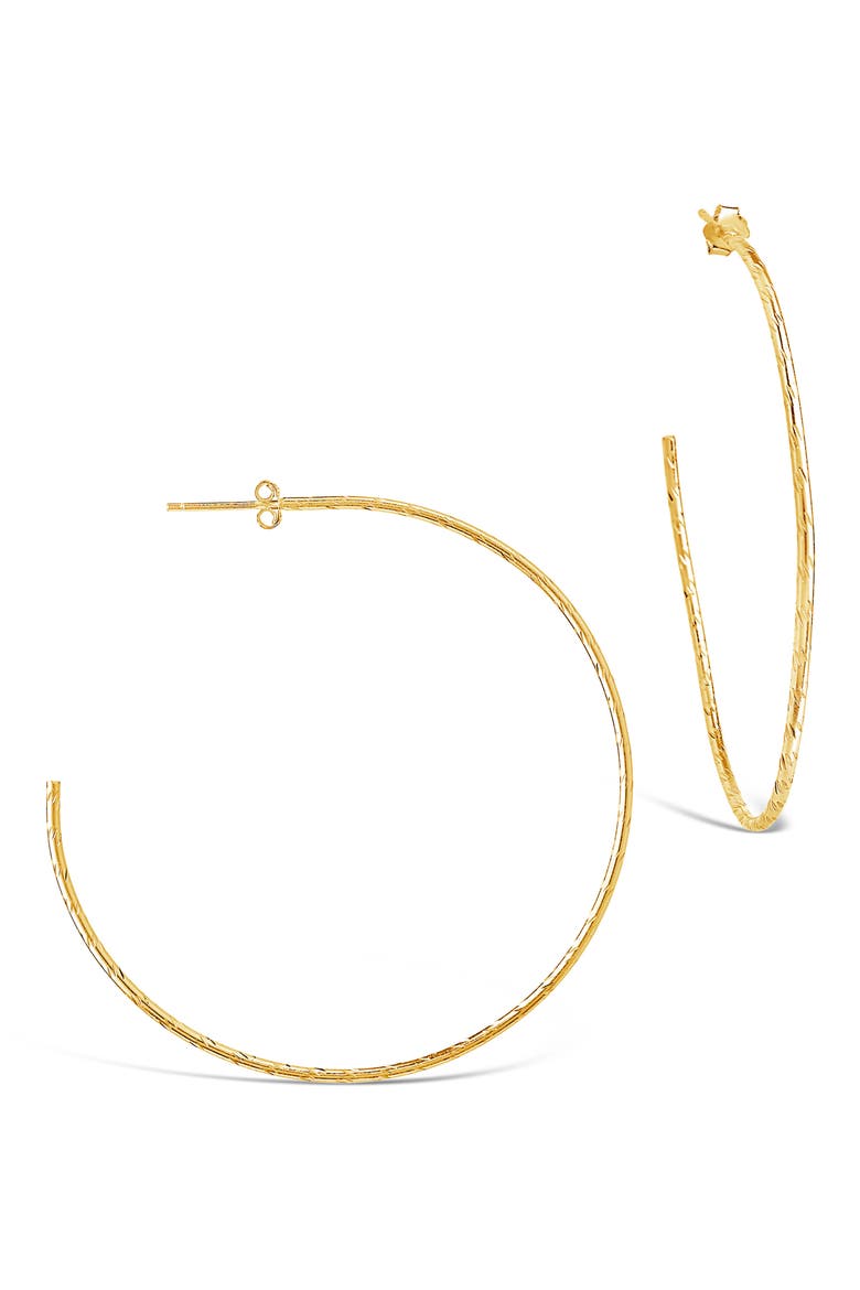 14K Rose Gold Vermeil Hammered 2.25" Hoop Earrings, Main, color, GOLD