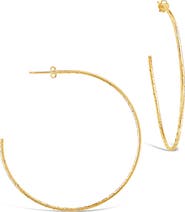 Sterling Forever 14K Rose Gold Vermeil Hammered 2.25" Hoop Earrings