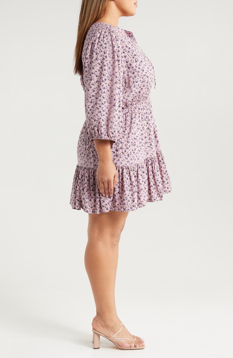 Treasure & Bond Floral Print Ruffle Hem Minidress, Alternate, color, Purple Shade Elaine Geo