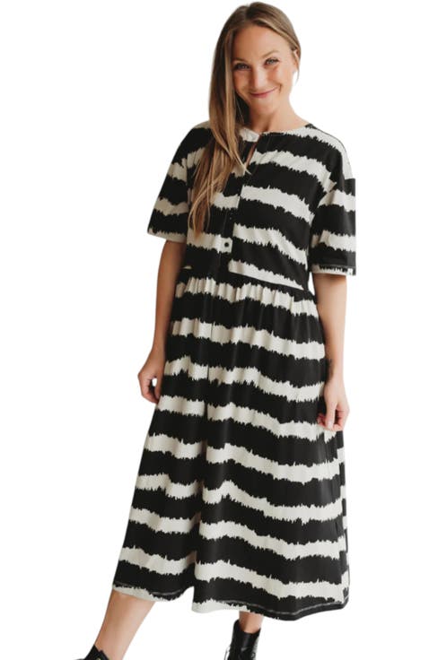 Organic Cotton Matilda Wavy Stripe Midi Dress
