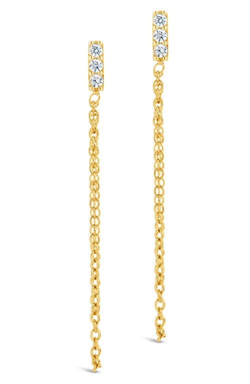 Sterling Forever Chelsea Cubic Zirconia Chain Drop Front/back Earrings In Gold