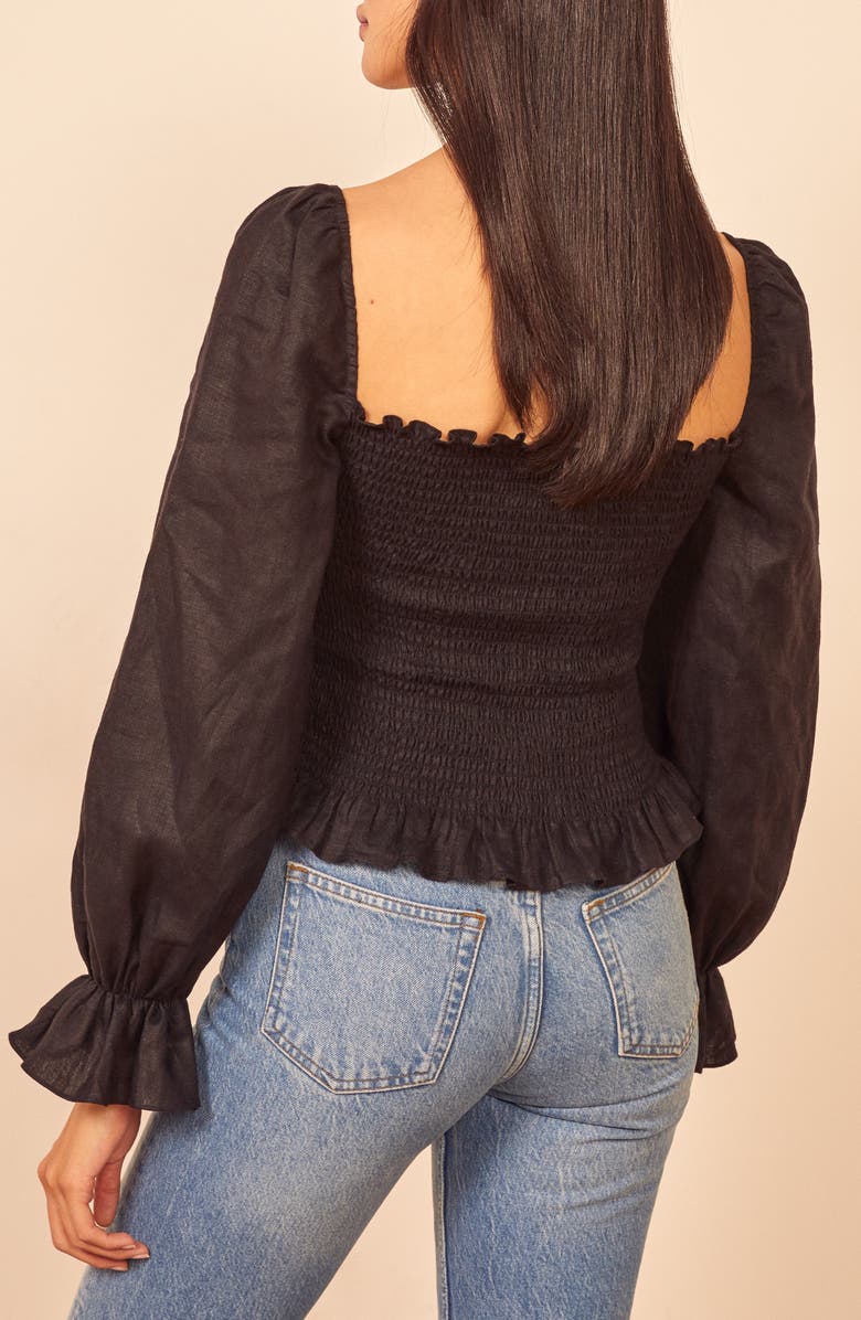 Reformation Tangerine Smocked Square Neck Top, Alternate, color,