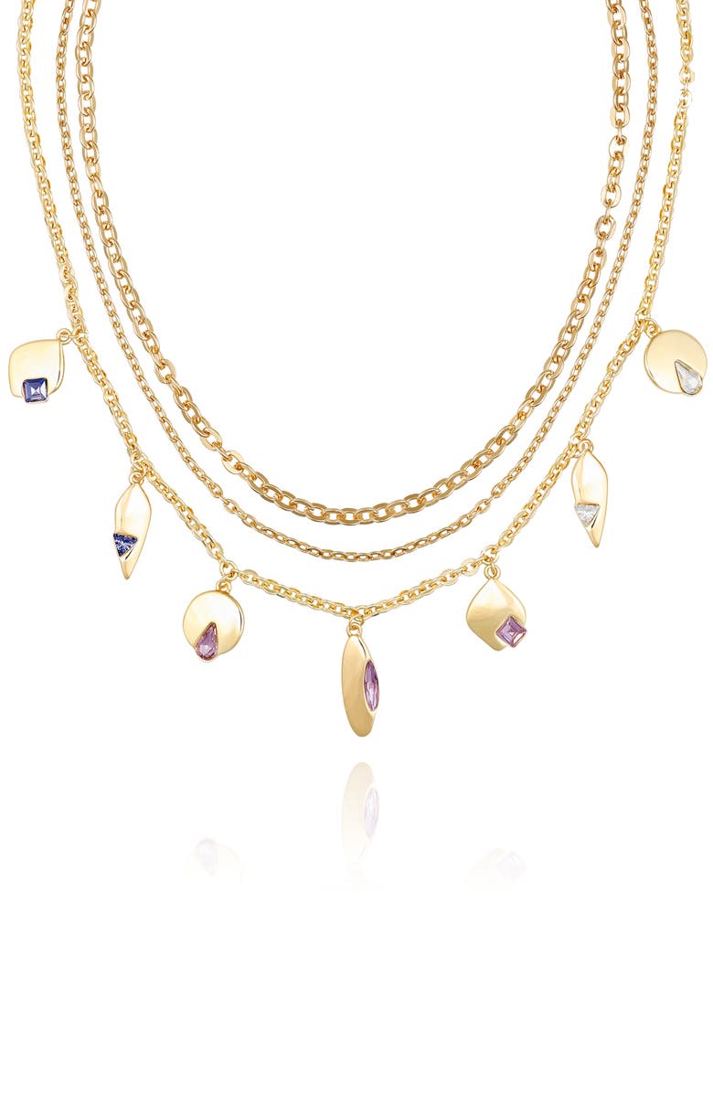 Vince Camuto Set of 3 Crystal Charm & Chain Necklaces, Alternate, color, Gold Tone