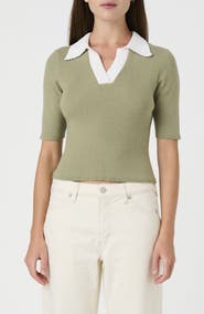 French Connection Polo Collar Ribbed Sweater