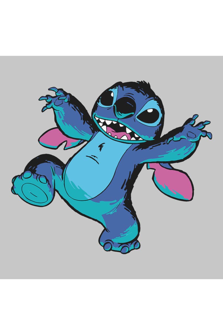 Junior's Mischievous Pose Short Sleeve Graphic T-Shirt, Alternate, color, Gray: Stitch