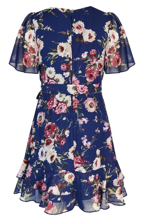 Zunie Kids' Chiffon Faux Wrap Dress In Blue