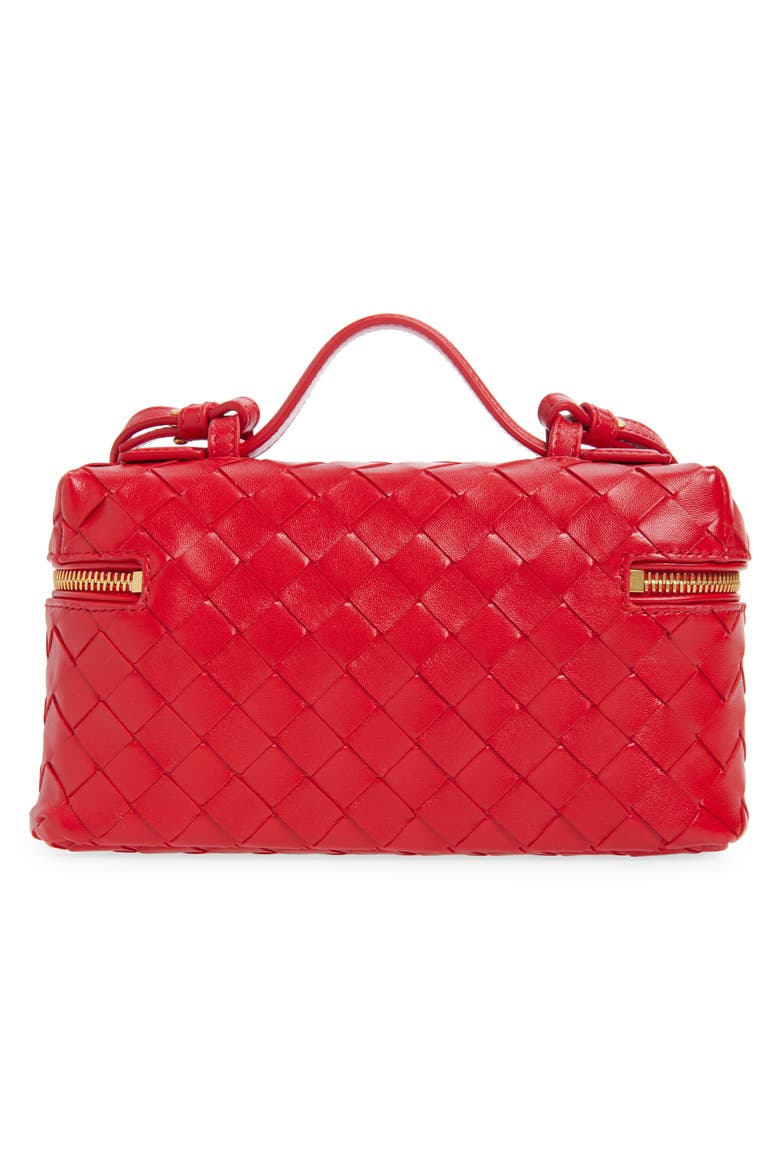 Intrecciato Leather Convertible Vanity Case, Alternate, color, 6268 CARDINAL-GOLD