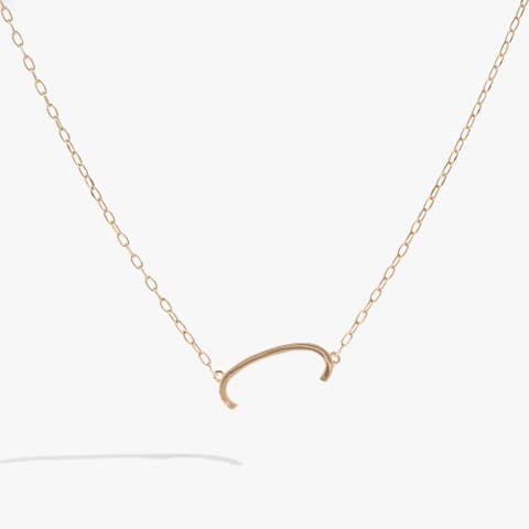 Gold Elongated Initial Pendant Necklace
