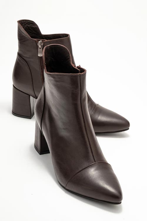 Forever & Always Shoes Gael Leather Block Heel Boot In Brown