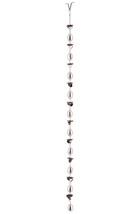 8.5ft 20-Piece Faux Copper Lotus Flower and Bell Shaped Rain Chain with V-Shaped Gutter Clip
