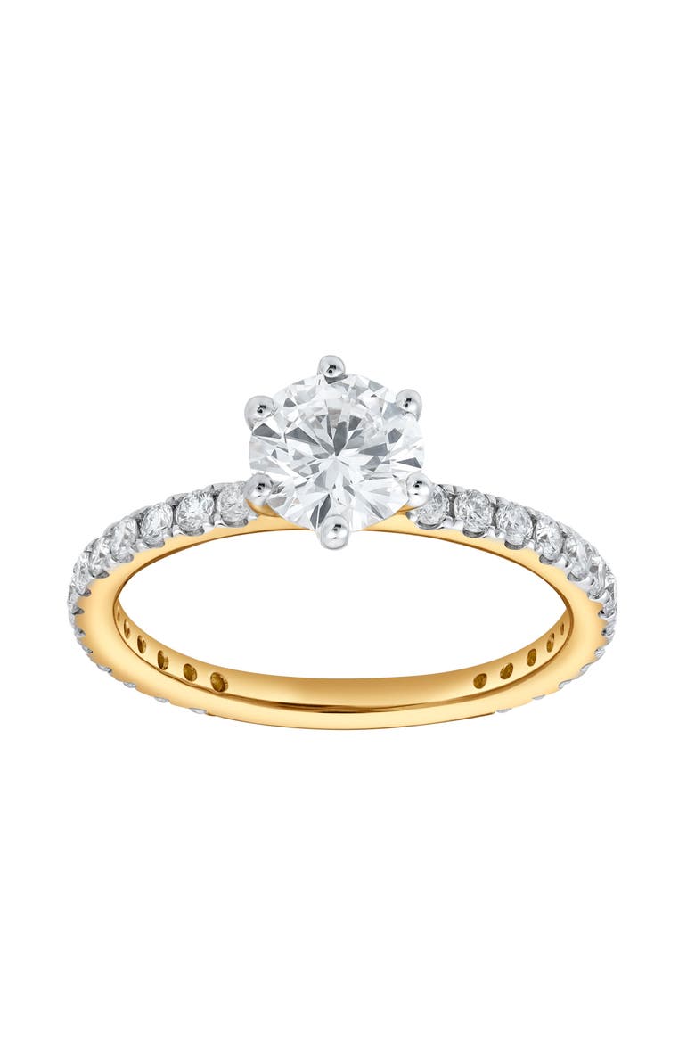 Freya 14K Yellow Gold Round Cut Lab Grown Diamond Engagement Ring - 1.25 ctw, Main, color, 14K Yellow Gold