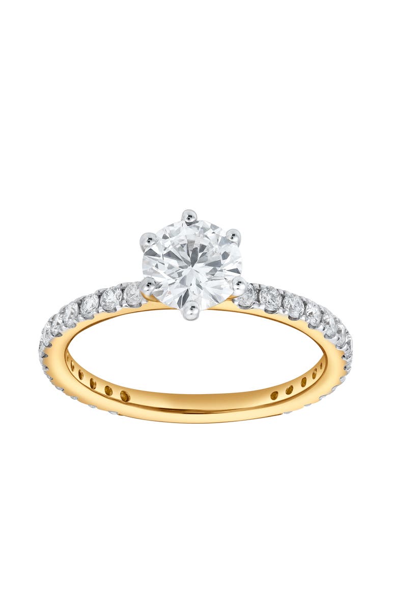 LuvMyJewelry Freya 14K Yellow Gold Round Cut Lab Grown Diamond Engagement Ring - 1.25 ctw, Main, color, 14K Yellow Gold