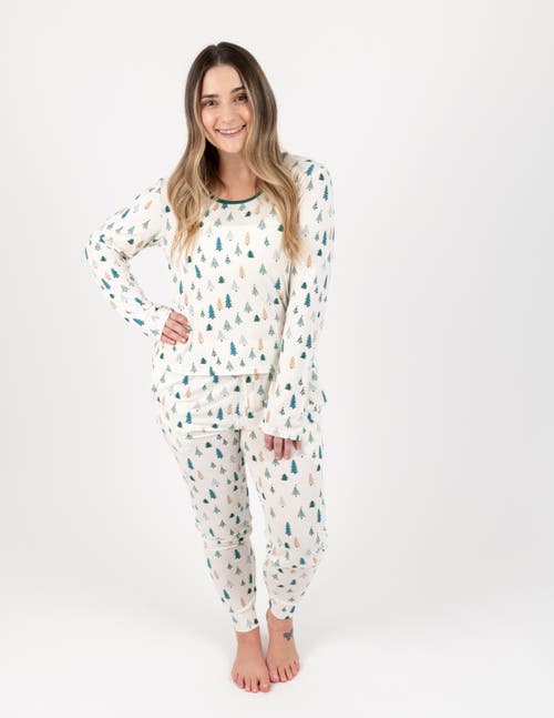 Leveret Viscose Matching Family Holiday Pajamas, Reindeer & Polar Bear Prints In White